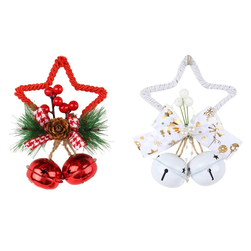 Wholesale Christmas Tree Decorations, Five Pointed Star Metal Bell Pendants